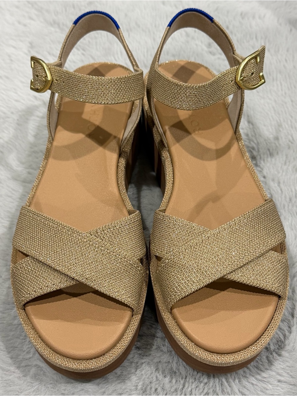 NEW Rothy’s The Criss Cross Lightweight Wedge Platform Sandal in Aurora - Picture 2 of 6